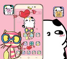 Pink cartoon cat cute icon theme स्क्रीनशॉट 1