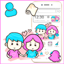 Linda pareja de dibujos animados amor tema APK