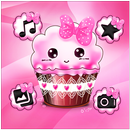 Pink kawaii cupcake Theme APK