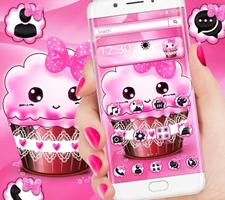 Pink kawaii cupcake Theme poster