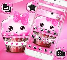 Pink kawaii cupcake Theme screenshot 1