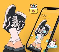 Yellow Fashion Shoes Cartoon Theme Cartaz