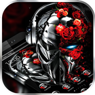 Red Rose Metal Skull Theme icône