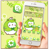Cute Green Cartoon Frog Launcher Theme icon