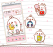 tema de dibujos animados lindo conejo rosa blanco