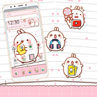 tema de dibujos animados lindo conejo rosa blanco icono