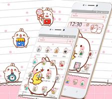 tema de dibujos animados lindo conejo rosa blanco captura de pantalla 1