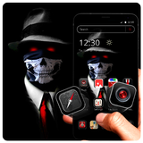 Tema de cráneo negro oscuro hombre 2D icono