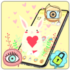 tema de lanzador de dibujos animados lindo conejo icono