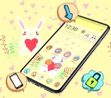 Cute Rabbit Cartoon Launcher Theme 🐇 poster