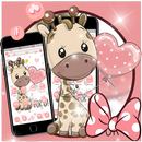 Cartoon Cute Giraffe Heart Balloon Theme APK