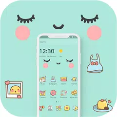 Blue Cute Cartoon Sweet Face Theme アプリダウンロード