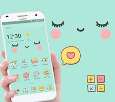 Blue Cute Cartoon Sweet Face Theme الملصق