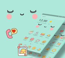 Blue Cute Cartoon Sweet Face Theme ภาพหน้าจอ 1