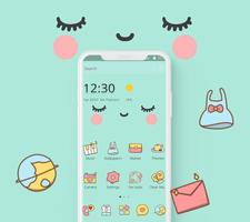 Blue Cute Cartoon Sweet Face Theme ảnh chụp màn hình 2