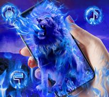 Wild Blue Flame Lion Theme Affiche