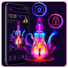 tema de la lámpara mágica de neón icono