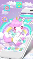 Cute Pink Unicorn Rainbow Theme poster