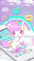 Cute Pink Unicorn Rainbow Theme capture d'écran 1