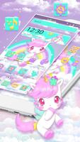 Cute Pink Unicorn Rainbow Theme capture d'écran 2
