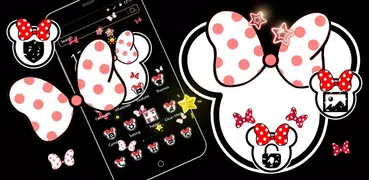 Neon Pink Minnie Theme Butterfly Icon Wallpaper