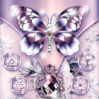 紫色鑽石絲綢蝴蝶主題 圖標