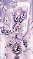 Poster Tema di farfalla di seta viola diamante