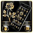 tema del lanzador de rosa negro dorado oscuro APK