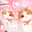 Cute Pink Fluffy Cat Theme APK