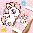Pink Cartoon Unicorn Rainbow Theme APK