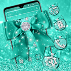 Turquoise Green Diamond Bow Theme ikona