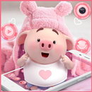 APK Cute Pink Cartoon Piggy Theme