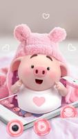 Cute Pink Cartoon Piggy Theme screenshot 2