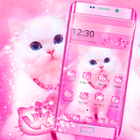 Pink Cute Lovely Cartoon Kitty Cat Theme icône