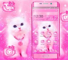 Pink Cute Lovely Cartoon Kitty Cat Theme Affiche