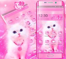 Pink Cute Lovely Cartoon Kitty Cat Theme capture d'écran 2
