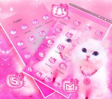 Pink Cute Lovely Cartoon Kitty Cat Theme capture d'écran 3