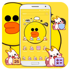 Cartoon yellow cute little yellow duck theme icône