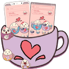 Cute Cup Cat Theme Kitty Wallpaper & icon pack icône