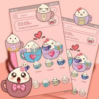 Cute Cup Cat Theme Kitty Wallpaper & icon pack Affiche