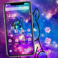 Pink cute Unicorn Wallpaper lock screen theme Affiche