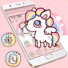 Cute Pink Cartoon Unicorn Shiny Launcher Theme 🦄-icoon