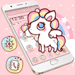 Cute Pink Cartoon Unicorn Shiny Launcher Theme 🦄
