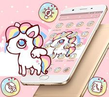 Cute Pink Cartoon Unicorn Shiny Launcher Theme 🦄 poster