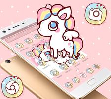 Cute Pink Cartoon Unicorn Shiny Launcher Theme 🦄 syot layar 2