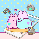 Cut Cartoon Kawaii Pusheen Cat Launcher Theme 🐱 APK