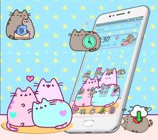Cut Cartoon Kawaii Pusheen Cat Launcher Theme 🐱 Affiche