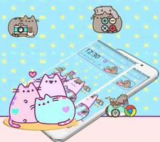 Cut Cartoon Kawaii Pusheen Cat Launcher Theme 🐱 স্ক্রিনশট 1
