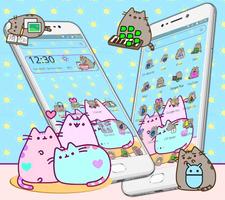 Cut Cartoon Kawaii Pusheen Cat Launcher Theme 🐱 capture d'écran 2