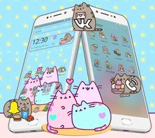 Cut Cartoon Kawaii Pusheen Cat Launcher Theme 🐱 capture d'écran 3